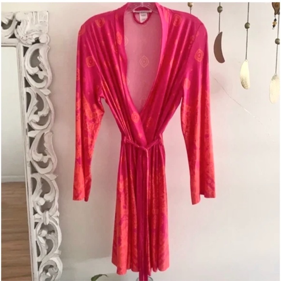 Linea Donatella Other - 🪞 Linea donatella dreamy printed midi tie front long bell sleeve women’s  robe